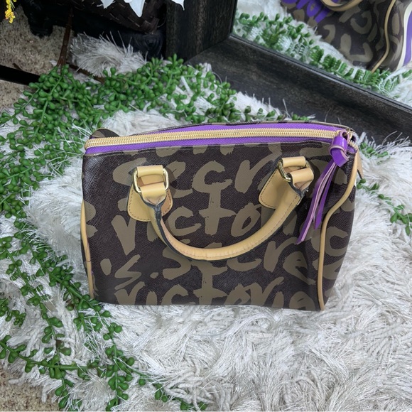 -Y2k Victoria’s Secret Small Brown Logo Bowler Handbag - Picture 6 of 16